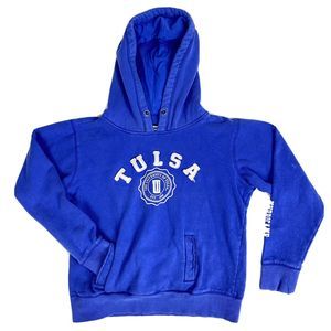 University Of Tulsa Hurricane Womens Síze Small Sweatshirt Distressed Blue NCAA